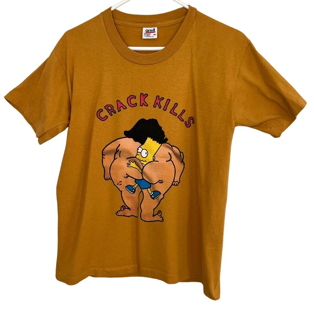 Vintage Crack Kills Bart Simpson Shirt Single Stitch Size Medium Late 80’s USA